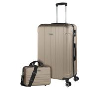 ITACA - Juego Maletas De Viaje rígidas Trolley con Candado de Combinación y 4 Doble Rueda 360° Set Maletas De Viaje Ligeras y Resistentes con Neceser, Champagne