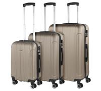 ITACA - Juego Maletas De Viaje rígidas Trolley con Candado de Combinación y 4 Doble Rueda 360° Set Maletas De Viaje Ligeras y Resistentes, Champagne