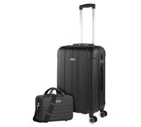ITACA - Juego Maletas De Viaje rígidas Trolley con Candado de Combinación y 4 Doble Rueda 360° Set Maletas De Viaje Ligeras y Resistentes con Neceser, Negro