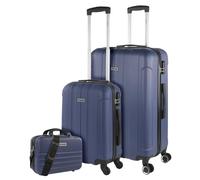 ITACA - Juego Maletas De Viaje rígidas Trolley con Candado de Combinación y 4 Doble Rueda 360° Set Maletas De Viaje Ligeras y Resistentes con Neceser, Azul Vaquero