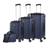 ITACA - Maletas de Viaje Rígidas ABS - Maleta de Viaje Cabina, Maleta Mediana y Maleta Grande - Asa Telescópica, 4 Ruedas Giratorias y Candado de Combinación, Marino, 55 cm + 63 cm + 73 cm + 35 cm