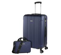 ITACA - Juego Maletas De Viaje rígidas Trolley con Candado de Combinación y 4 Doble Rueda 360° Set Maletas De Viaje Ligeras y Resistentes con Neceser, Marino