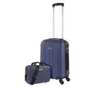 ITACA - Juego Maletas De Viaje rígidas Trolley con Candado de Combinación y 4 Doble Rueda 360° Set Maletas De Viaje Ligeras y Resistentes con Neceser, Azul Vaquero