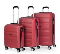 ITACA - Juego Maletas De Viaje rígidas Trolley con Candado de Combinación y 4 Doble Rueda 360° Set Maletas De Viaje Ligeras y Resistentes con Neceser, Coral