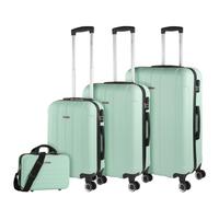 ITACA - Maletas de Viaje Rígidas ABS - Maleta de Viaje Cabina, Maleta Mediana y Maleta Grande - Asa Telescópica, 4 Ruedas Giratorias y Candado de Combinación, Menta, 55 cm + 63 cm + 73 cm + 35 cm