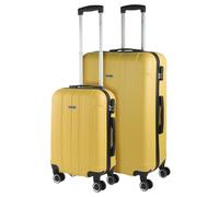 ITACA - Juego Maletas De Viaje rígidas Trolley con Candado de Combinación y 4 Doble Rueda 360° Set Maletas De Viaje Ligeras y Resistentes, Amarillo