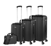 ITACA - Juego Maletas De Viaje rígidas Trolley con Candado de Combinación y 4 Doble Rueda 360° Set Maletas De Viaje Ligeras y Resistentes con Neceser, Negro