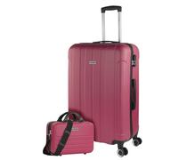 ITACA - Juego Maletas De Viaje rígidas Trolley con Candado de Combinación y 4 Doble Rueda 360° Set Maletas De Viaje Ligeras y Resistentes con Neceser, Fresa