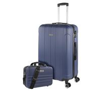 ITACA - Juego Maletas De Viaje rígidas Trolley con Candado de Combinación y 4 Doble Rueda 360° Set Maletas De Viaje Ligeras y Resistentes con Neceser, Azul Vaquero