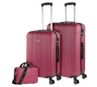 ITACA - Juego Maletas De Viaje rígidas Trolley con Candado de Combinación y 4 Doble Rueda 360° Set Maletas De Viaje Ligeras y Resistentes con Neceser, Fresa