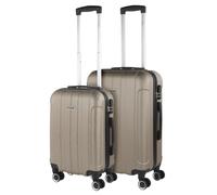 ITACA - Maletas de Viaje Rígidas ABS - Maleta de Viaje Cabina, Maleta Mediana y Maleta Grande - Asa Telescópica, 4 Ruedas Giratorias y Candado de Combinación, Champagne, 55 cm + 63 cm