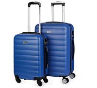 ITACA - Juego Maletas De Viaje rígidas Trolley con Candado de Combinación y 4 Doble Rueda 360° Set Maletas De Viaje Ligeras y Resistentes con Neceser, Azul