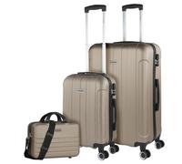 ITACA - Juego Maletas De Viaje rígidas Trolley con Candado de Combinación y 4 Doble Rueda 360° Set Maletas De Viaje Ligeras y Resistentes con Neceser, Champagne