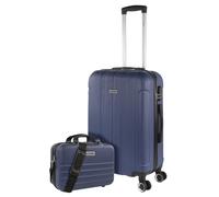 ITACA - Juego Maletas De Viaje rígidas Trolley con Candado de Combinación y 4 Doble Rueda 360° Set Maletas De Viaje Ligeras y Resistentes con Neceser, Azul Vaquero