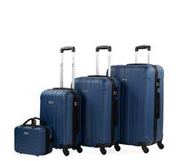 ITACA - Juego Maletas De Viaje rígidas Trolley con Candado de Combinación y 4 Doble Rueda 360° Set Maletas De Viaje Ligeras y Resistentes con Neceser, Azul Vaquero
