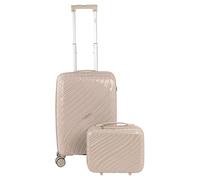 ITACA - Maleta Cabina 55x40x20 rígida con Ruedas Tipo Trolley Ligera Apta para avión y Ryanair - Equipaje de Mano para Viajes Cortos. Candado de Combinación con Neceser, Taupe