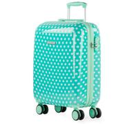 ITACA - Maleta Cabina Infantil con Ruedas Giratorias. Maleta Infantil de Viaje Ligera para Niños, Equipaje de Mano, Compatible Ryanair. Candado de Combinación, Topos Menta