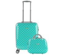 ITACA - Maleta Cabina Infantil con Ruedas Giratorias. Maleta Infantil de Viaje Ligera para Niños, Equipaje de Mano Ideal para Maletas De Viaje Infantiles, Compatible Ryanair.Con Neceser C, Topos Menta