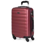 ITACA - Maleta de Cabina 55x40x20 - Maletas De Viaje Cabina Rígidas Trolley con 4 Ruedas Dobles Maleta De Mano para Avion Ligera Equipaje De Mano Compatible Ryanair, Granate