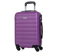 ITACA - Maleta de Cabina 55x40x20 - Maletas De Viaje Cabina Rígidas Trolley con 4 Ruedas Dobles Maleta De Mano para Avion Ligera Equipaje De Mano Compatible Ryanair, Morado