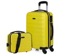ITACA - Maleta de Cabina 55x40x20 - Maletas De Viaje Cabina Rígidas Trolley con 4 Ruedas Dobles para Avion Ligera Equipaje De Mano Candado de Combinación. Compatible Ryanair, Amarillo