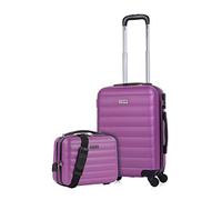 ITACA - Maleta de Cabina 55x40x20 - Maletas De Viaje Cabina Rígidas Trolley con 4 Ruedas Dobles para Avion Ligera Equipaje De Mano Candado de Combinación. Compatible Ryanair, Morado