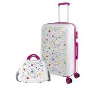 ITACA - Maleta Mediana rígida con 4 Ruedas giratorias, Cierre Seguro Candado de Combinación y diseño Resistente, Apta para 23 Kilos Viajes Largos y escapadas. con Neceser, Blanco