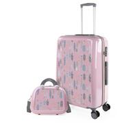 ITACA - Maleta Mediana rígida con 4 Ruedas giratorias, Cierre Seguro Candado de Combinación y diseño Resistente, Apta para 23 Kilos Viajes Largos y escapadas. con Neceser, Rosa