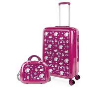 ITACA - Maleta Mediana rígida con 4 Ruedas giratorias, Cierre Seguro Candado de Combinación y diseño Resistente, Apta para 23 Kilos Viajes Largos y escapadas. con Neceser, Fucsia