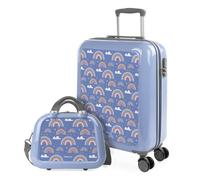 ITACA - Maletas De Viaje Cabina 55x40x20 Equipaje De Mano Avion Trolley Cabina Duradero Ligero Ruedas Silenciosas con Neceser. Candado de Combinación, Azul