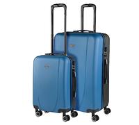 ITACA - Maletas de Viaje Juego Maletas 4 Ruedas - Juego de Maletas de Viaje - Juego Maletas de Viaje Ligeras. Candado de combinacion, Azul-Antracita