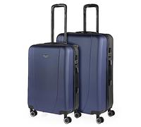 ITACA - Maletas de Viaje Juego Maletas 4 Ruedas - Juego de Maletas de Viaje - Juego Maletas de Viaje Ligeras. Candado de combinacion, Azul Marino-Antracita