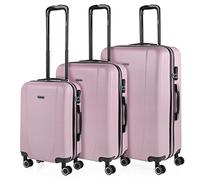 ITACA - Maletas de Viaje Juego Maletas 4 Ruedas - Juego de Maletas de Viaje - Juego Maletas de Viaje Ligeras Candado de combinacion, Rosa, S + M + L