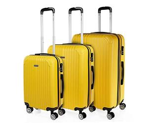 ITACA - Maletas de Viaje Juego Maletas 4 Ruedas - Juego de Maletas de Viaje - Juego Maletas de Viaje Ligeras. Candado de combinacion, Amarillo