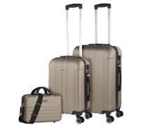 ITACA - Maletas de Viaje Rígidas ABS - Maleta de Viaje Cabina, Maleta Mediana y Maleta Grande - Asa Telescópica, 4 Ruedas Giratorias y Candado de Combinación, Champagne, 55 cm + 63 cm + 35 cm