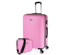 ITACA - Maletas Grandes De Viaje Rígidas Ligeras con 4 Doble Rueda 360° Maleta Grande 23 Kilos Alta Resistencia Extensible Maleta XL Duradera con Neceser, Rosa