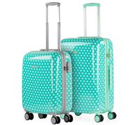 ITACA - Maletas Infantiles Resistentes y Ligeras - Maleta Viaje Niña con diseño Colorido y Ruedas Suaves para pequeños viajeros. Candado de Combinación, Topos Menta