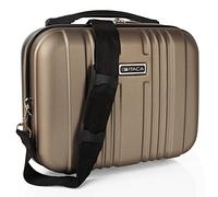 ITACA - Neceser Rígido ABS Grande de Viaje, Maleta de Aseo. Cierre Cremallera. Cinta Trolley, Asa Retráctil y Bandolera. Múltiples Compartimentos. Ligero y Cómodo. T71535, Color Champagne