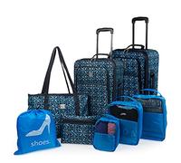 ITACA - Juego Maletas de Viaje - Set 8 Piezas de Viaje (Maleta Grande y Maleta Cabina, Bolso Viaje, Zapatillero, Neceser y Bolsas ordeanizador). Juego de Maletas de Viaje 77180¡, Marino