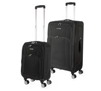 ITACA - Set de Maletas Semirrígidas Ligeras con Ruedas giratorias 360°- Juego de Maletas. Maletas de Viaje Blandas Candado de Combinación., Negro