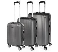 ITACA Sevron, Equipaje De Mano Unisex Adulto, Antracita, 55 Cm 66 Cm 76 Cm Paquete De 3