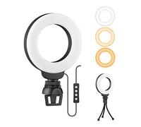Ital Anillo de Luz LED 4" con Soporte de Sobremesa y Pinza para Pantalla - Iluminación Regulable y Ajustable para Fotografía, Videoconferencias o Maquillaje