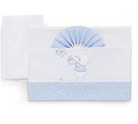 Italbaby - Juego de sábanas bordadas para cama de 3 piezas, color azul, 500 g
