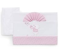 Italbaby - Juego de sábanas bordadas para cama de 3 piezas, color rosa, 500 g