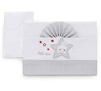 Italbaby - Juego de sábanas bordadas para cama de 3 piezas, Little Star, gris, 500 g