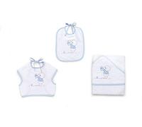 Italbaby Juego de toalla con capucha y babero bear azul