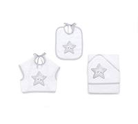 Italbaby - Juego de toalla con capucha y babero Star Gery