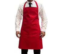 Italbangla Textile Delantal de cocinero unisex, resistente, cómodo con bolsillo frontal, lavable para cocina, bar, restaurante, carnicería y catering, rojo, L