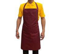 Italbangla Textile Delantal de cocinero unisex, resistente, cómodo con bolsillo frontal, lavable para cocina, bar, restaurante, carnicería y catering, burdeos, L