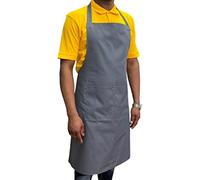 Italbangla Textile Delantal de cocinero unisex, resistente, cómodo con bolsillo frontal, lavable para cocina, bar, restaurante, carnicería y catering, Gris, L